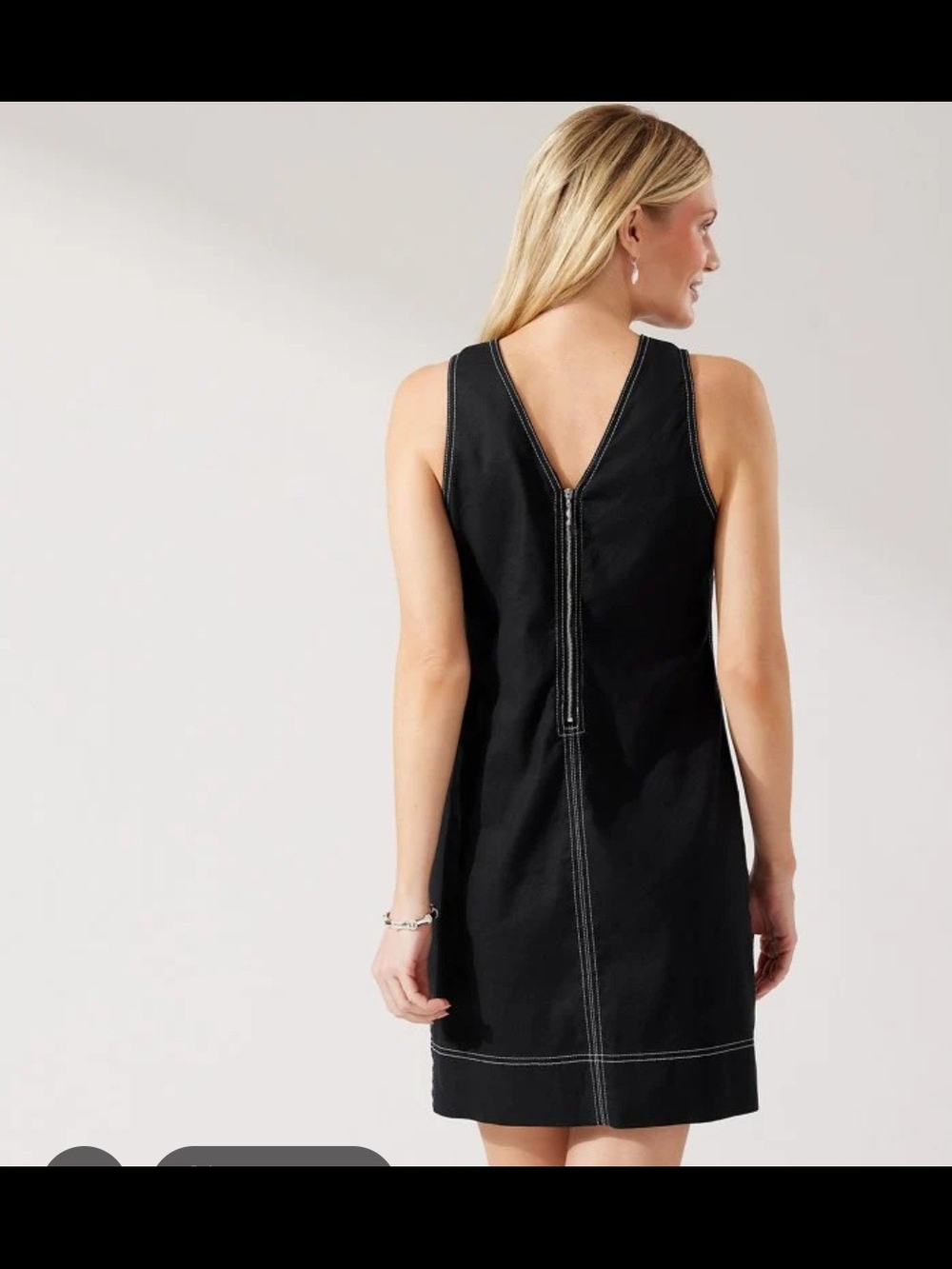 EUC SZ L Tommy Bahama Black Palm-A-Dora Sleeveless Sheath Dress Linen Tencel - Picture 2 of 12